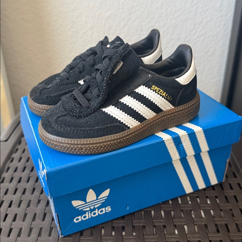 Adidas Handball Spezial Black Suede Toddler Sneaker - Picture 7 of 11